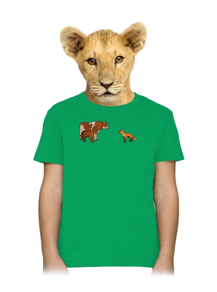 Vůl, pes a vulpes detské tričko Kelly Green