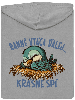 Ranné vtáča spí pánska mikina na zips Light Melange