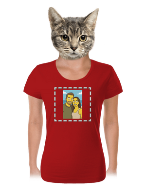 Simpsonovi z vlastnej fotky dámske tričko Red Mal