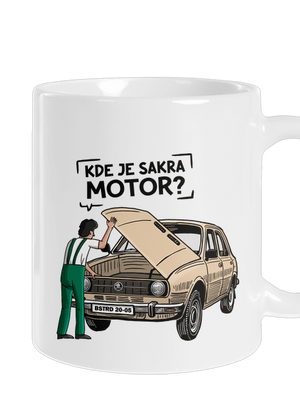 Kde je motor? klasický hrnček White