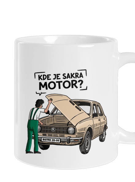 Kde je motor? klasický hrnček White