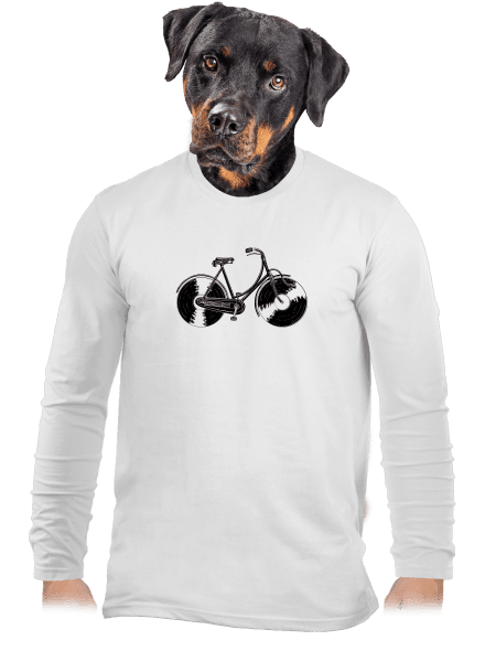 Gramofónový bicykel pánske dlhý rukáv White