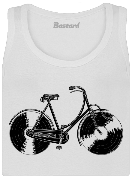 Gramofónový bicykel dámske tielko klasické White