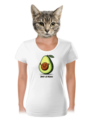 Život je pecka dámske tričko White