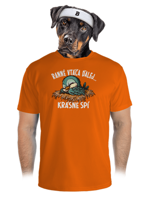 Ranné vtáča spí pánske športové tričko Neon Orange