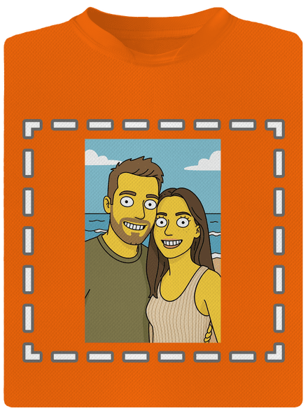 Simpsonovi z vlastnej fotky pánske športové tričko Neon Orange