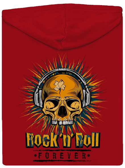Rock'n'Roll forever pánska mikina na zips Red
