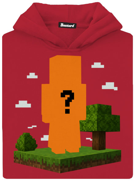 Minecraft z vlastnej fotky detská mikina klokanka Fire Red