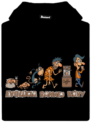 Evolúcia rannej kávy pánska mikina klokanka Black