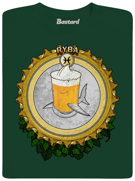 Pivný horoskop: Ryba pánske tričko Bottle Green