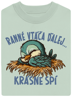 Ranné vtáča spí unisex mikina bez kapucne Blush Mint