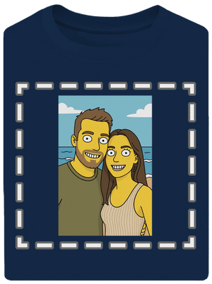 Simpsonovi z vlastnej fotky unisex tričko oversized Midnight Blue