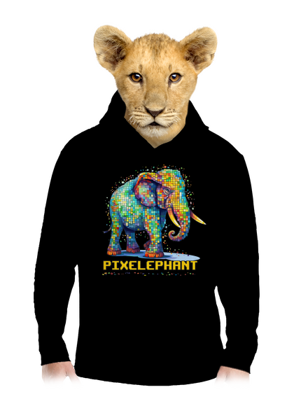 Pixelephant detská mikina klokanka Black