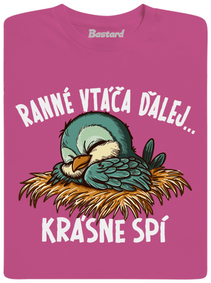Ranné vtáča spí detské tričko Fuchsia