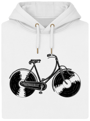 Gramofónový bicykel unisex mikina premium Snowwhite
