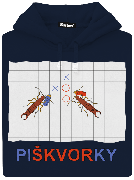 Škvorí piškvorky pánska mikina klokanka Navy