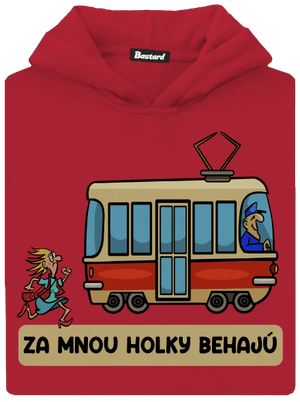 Za mnou baby behajú detská mikina klokanka Fire Red