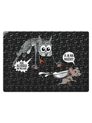Alergická mačka a myš puzzle White