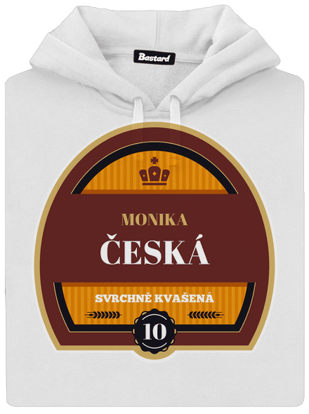 Pivná etiketa dámska mikina klokanka White