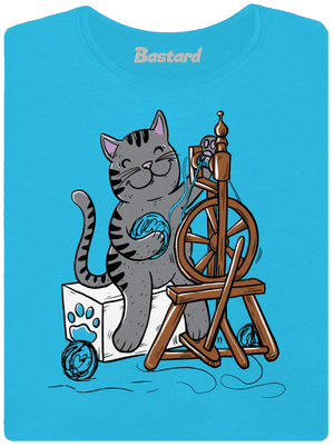 Mačka pradie dámske tričko s lemom Blue Atol