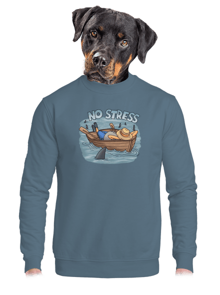 No stress unisex mikina bez kapucne Nordic Blue