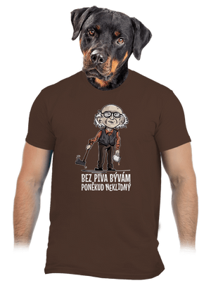 Neklidný bez piva pánske tričko Brown