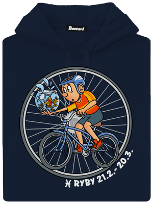 Cyklistický horoskop: Ryby pánska mikina klokanka Navy