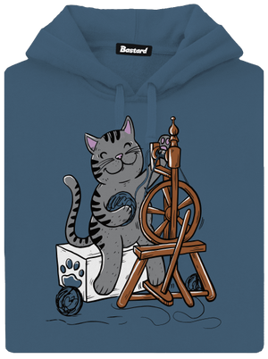 Mačka pradie dámska mikina klokanka Denim