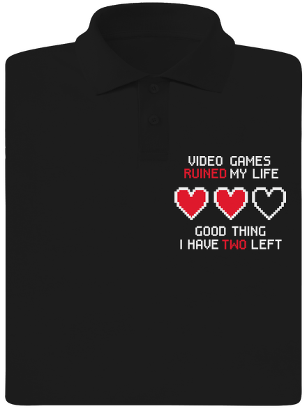 Video games pánska polokošeľa Black