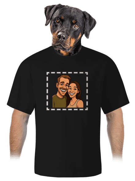 Karikatúra z vlastnej fotky unisex tričko oversized Black