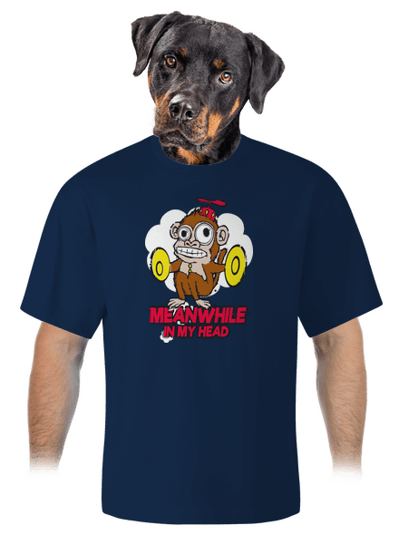 Monkey in my head unisex tričko oversized Midnight Blue