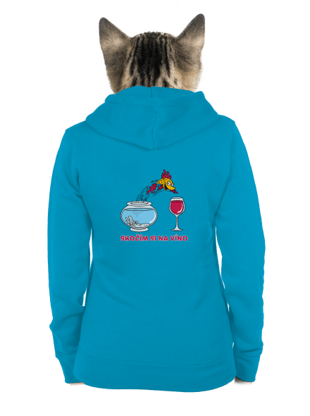 Skočím si na víno dámska mikina na zips Blue Atol