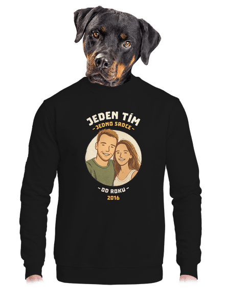 Jeden tím z vlastnej fotky unisex mikina bez kapucne Black