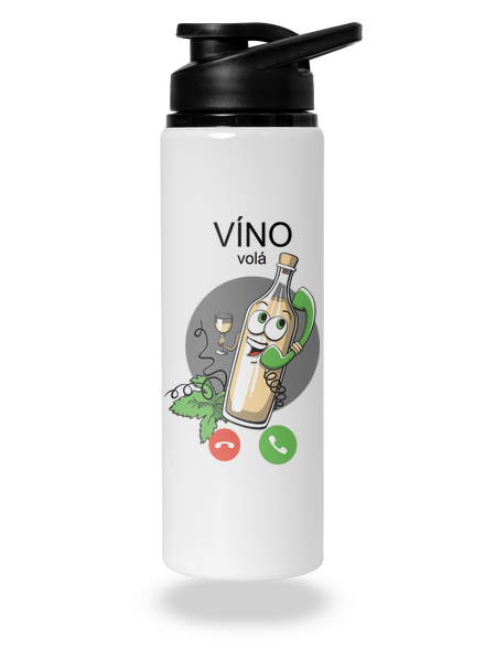Biele víno volá flaša na vodu White