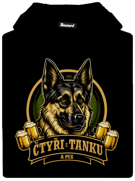 Čtyři z tanku a pes detská mikina klokanka Black
