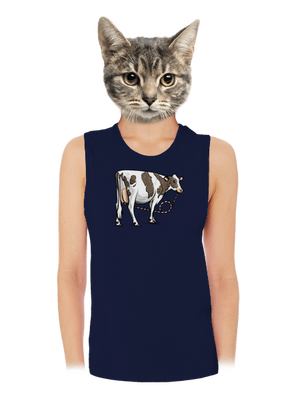 Cow drink dámske tielko voľné Navy