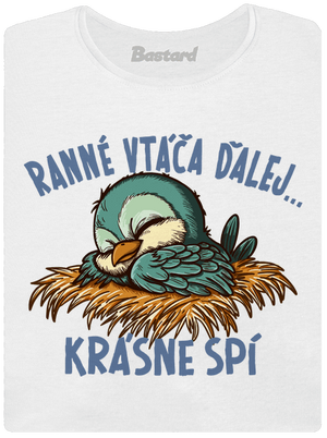 Ranné vtáča spí dámske tričko s lemom White