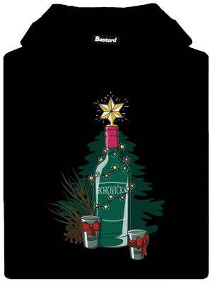 Vianočná borovička pánska mikina klokanka Black