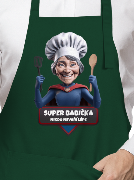 Super babička zástera Bottle Green
