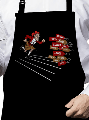 Zľavy! zástera Black