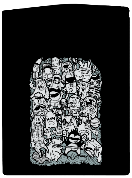 Doodle pánska mikina na zips Black