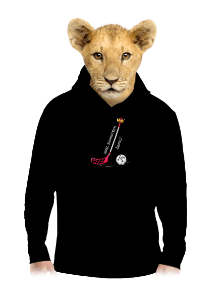 Kráľ zahnutých čepelí - florbal detská mikina klokanka Black