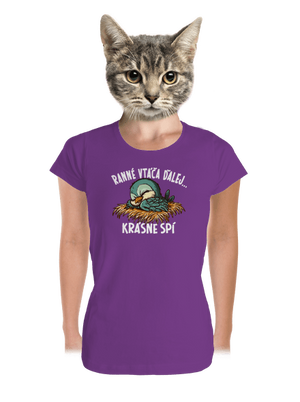 Ranné vtáča spí dámske tričko prémium Purple