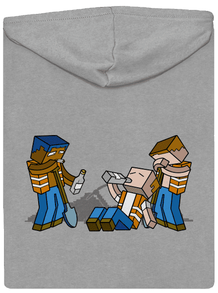 Real Minecraft pánska mikina na zips Light Melange