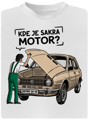 Kde je motor? pánske športové tričko White