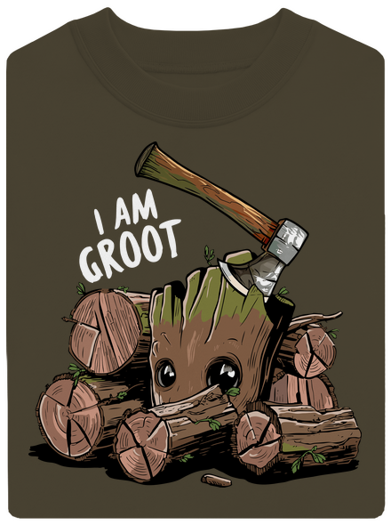I Am Groot unisex mikina bez kapucne Urban Khaki