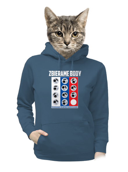 Zbierame body - hokej dámska mikina klokanka Denim