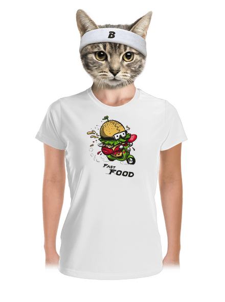 Fast Food dámske športové tričko White