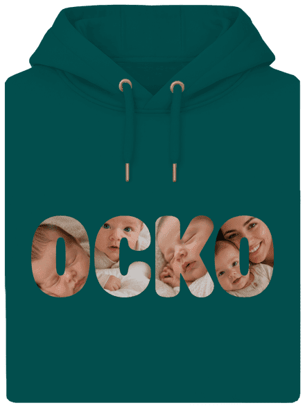 Nápis ocko z vlastných fotiek unisex mikina premium Emerald Green