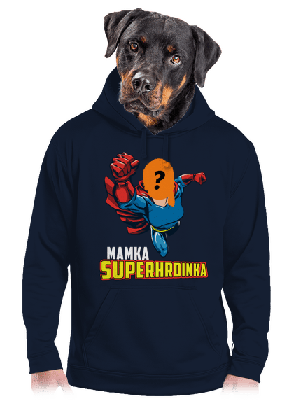 Mamka superhrdinka pánska mikina klokanka Navy